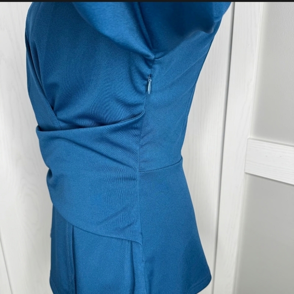 Grace Karin Elegant Teal Blue Wrap Blouse NWT - Picture 5 of 8